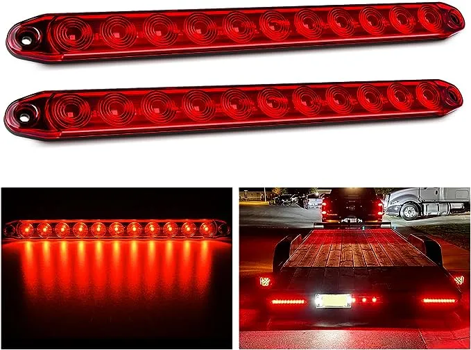 Nilight 2PCS 16Inch 11 LED Red Trailer Light Bar for Park Stop Turn signals Tail Brake Light DOT Compliant IP65 Waterproof Truck Trailer Marker ID Bar, 2 Years Warranty