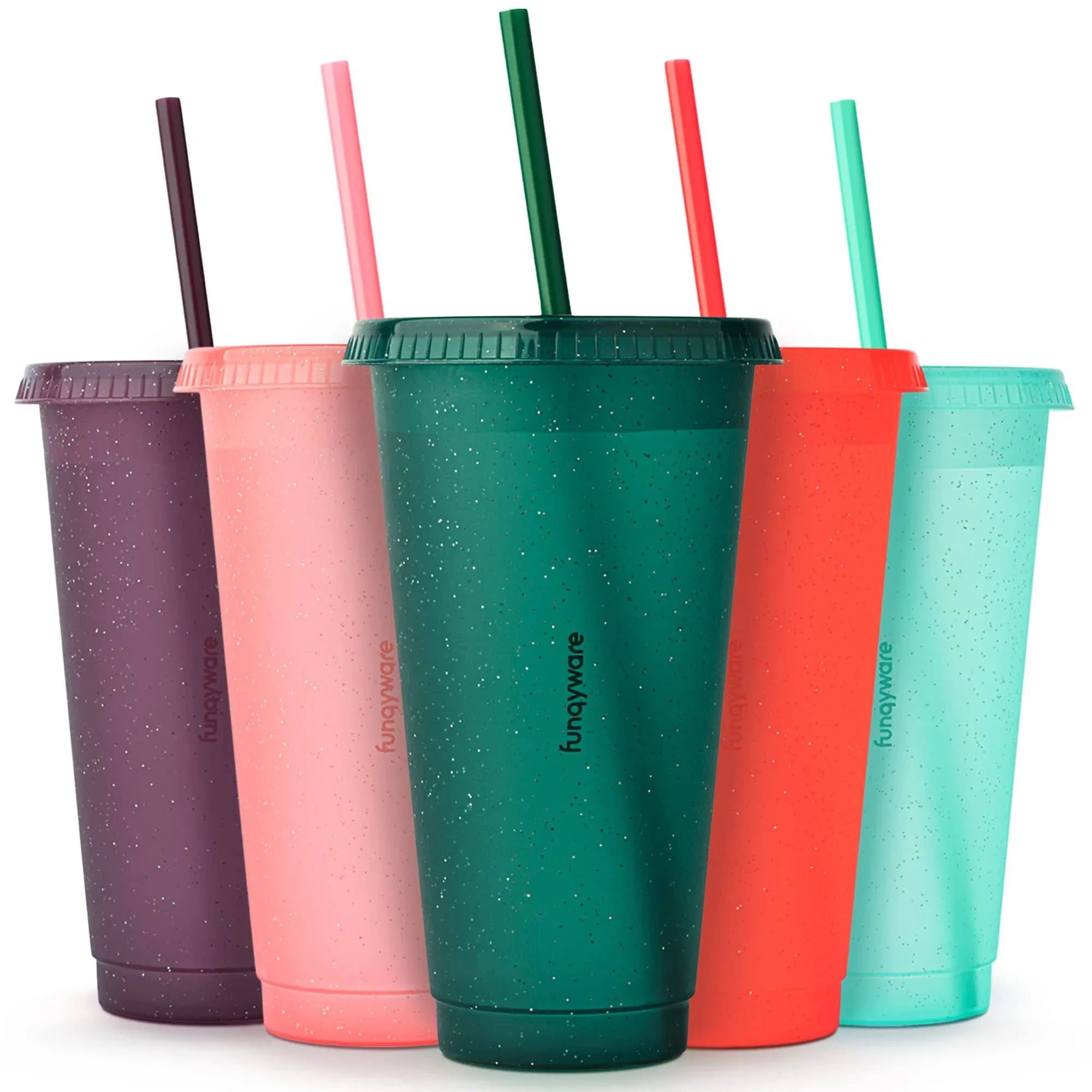 Cups With Lids And Straws For Adults 5 Glitter Reusable Cups With Lids And Straw