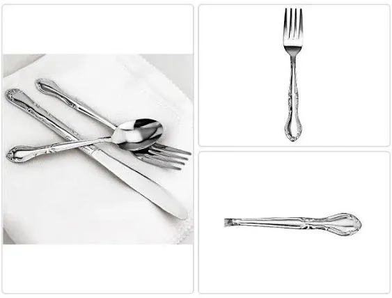 New Star Foodservice 58642 Rose Pattern, 18/0 Stainless Steel, Dinner Fork, 7.2-Inch, Set of 12