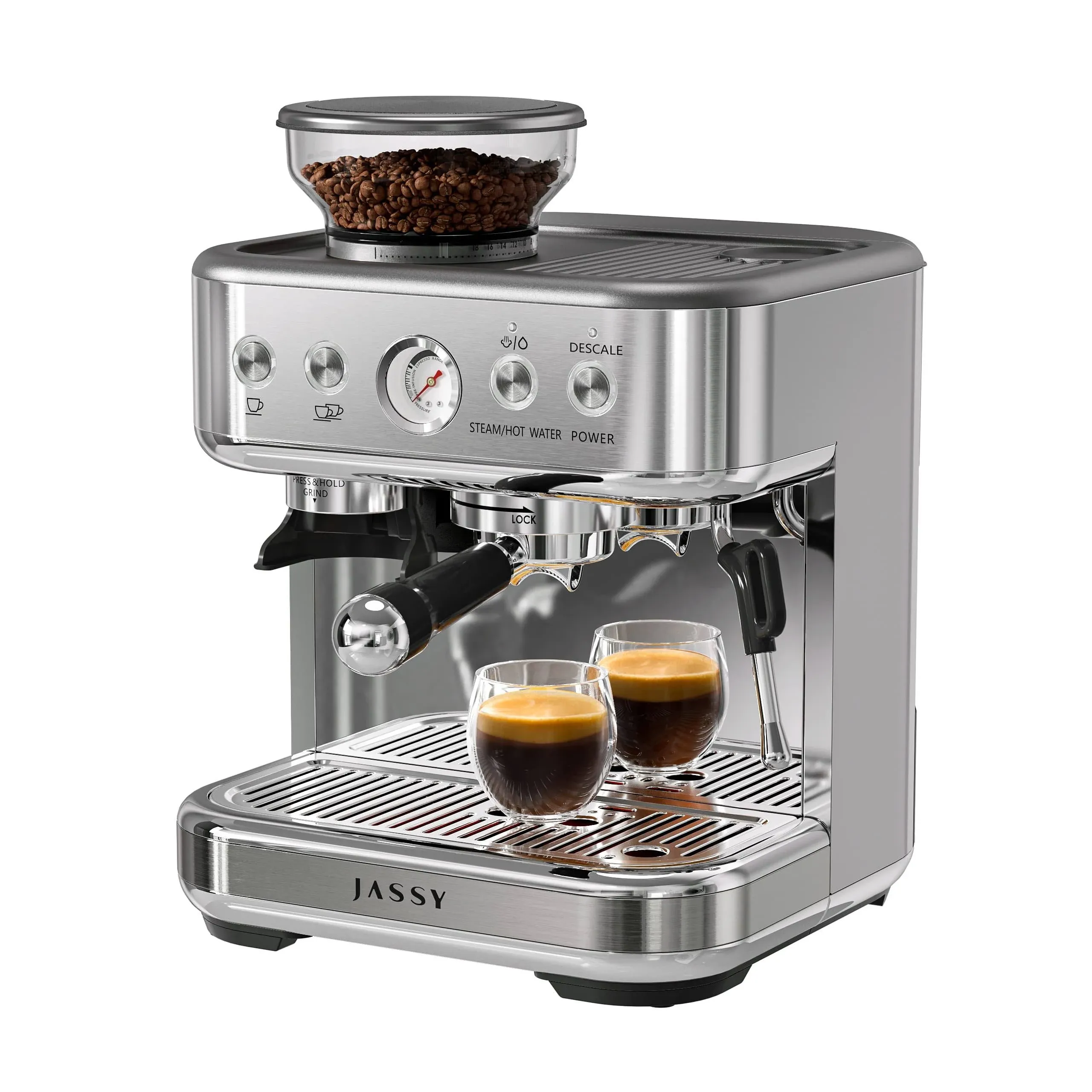 JASSY Espresso Coffee Maker 20 Bar Latte Machine with Milk Powder 