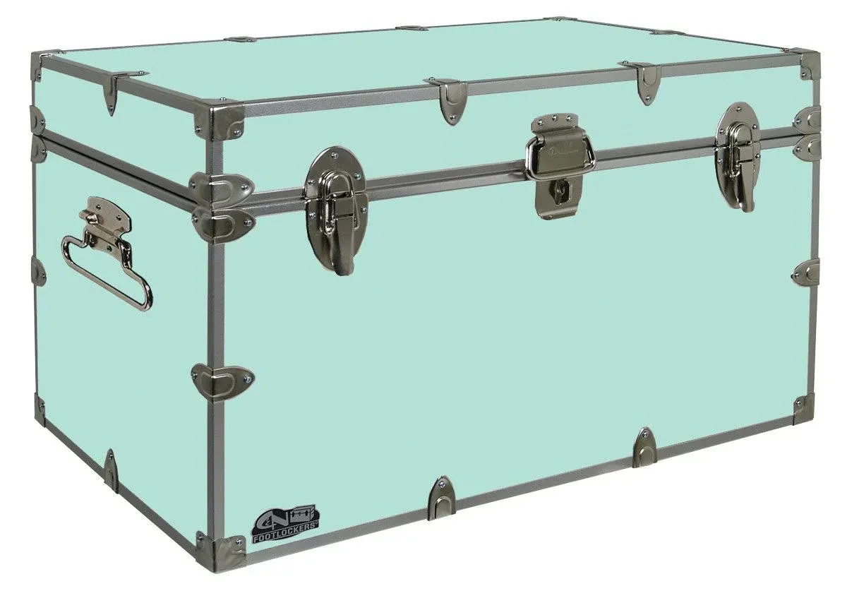 C&N Footlockers - XL Graduate Storage Trunk - Made in the USA - STEEL Footlocker for College Dorm Room & Summer Camp - 32 x 18 x 18.5 Inches (Mint)