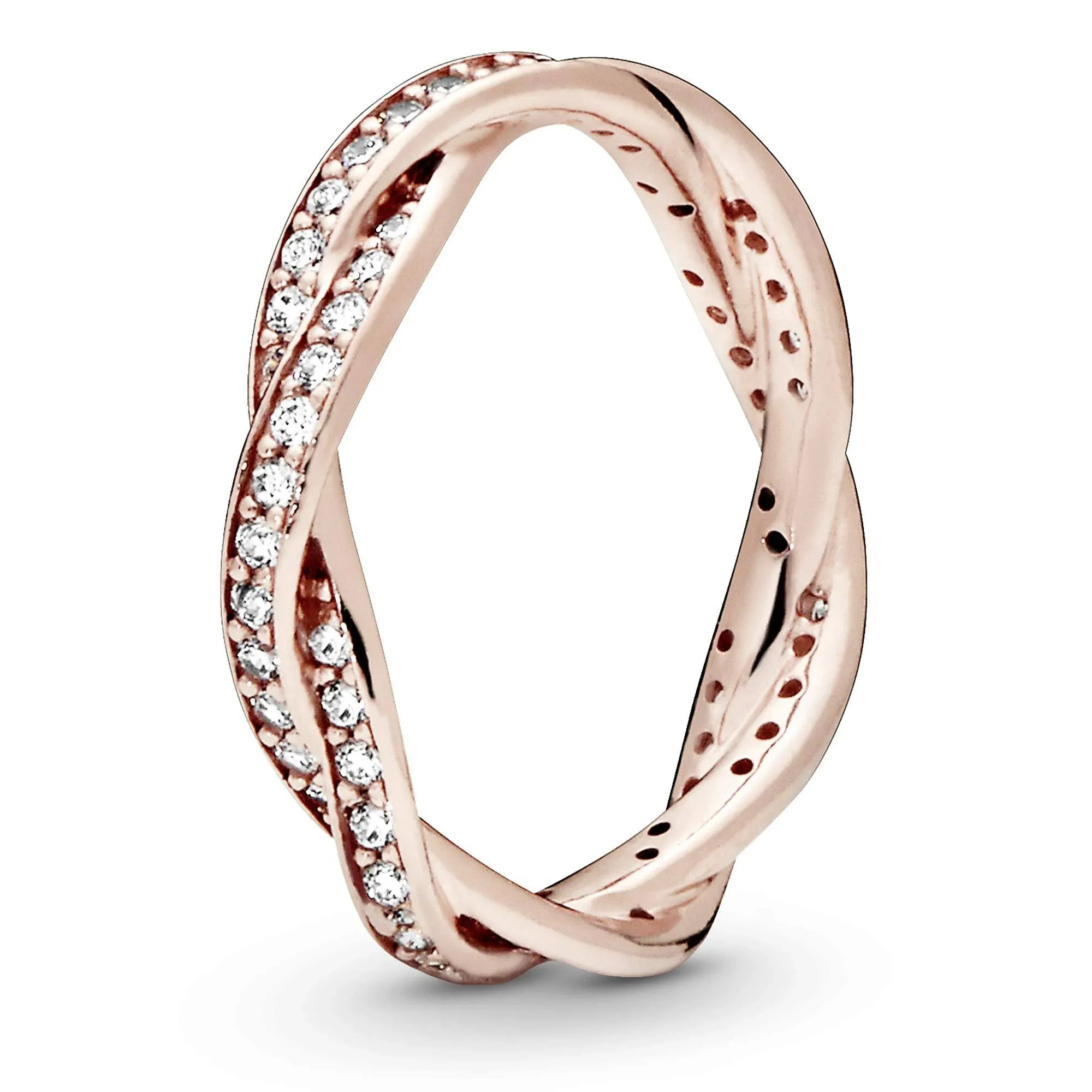 Pandora Rose Sparkling Twisted Lines Ring -54