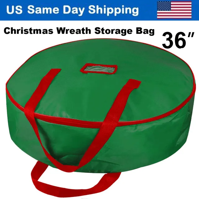 Christmas Wreath Storage Bag 36" - Handles Made of Durable 600D Oxford Polyester Material Storage Bag Extra Large 36” Holiday Wreaths Container (Green)