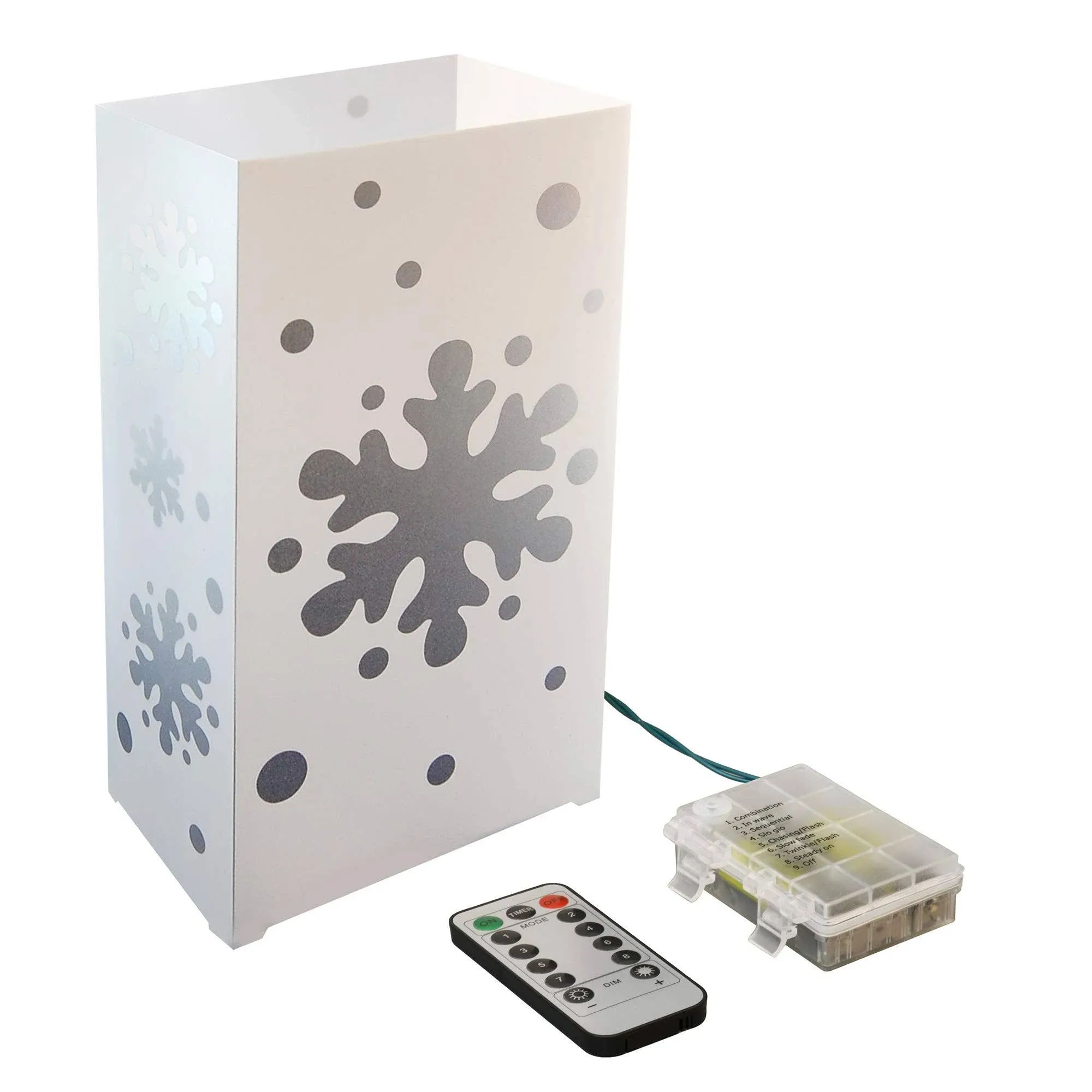 Lumabase Remote Control Battery Operated LED Luminaria Kit-Snowflake