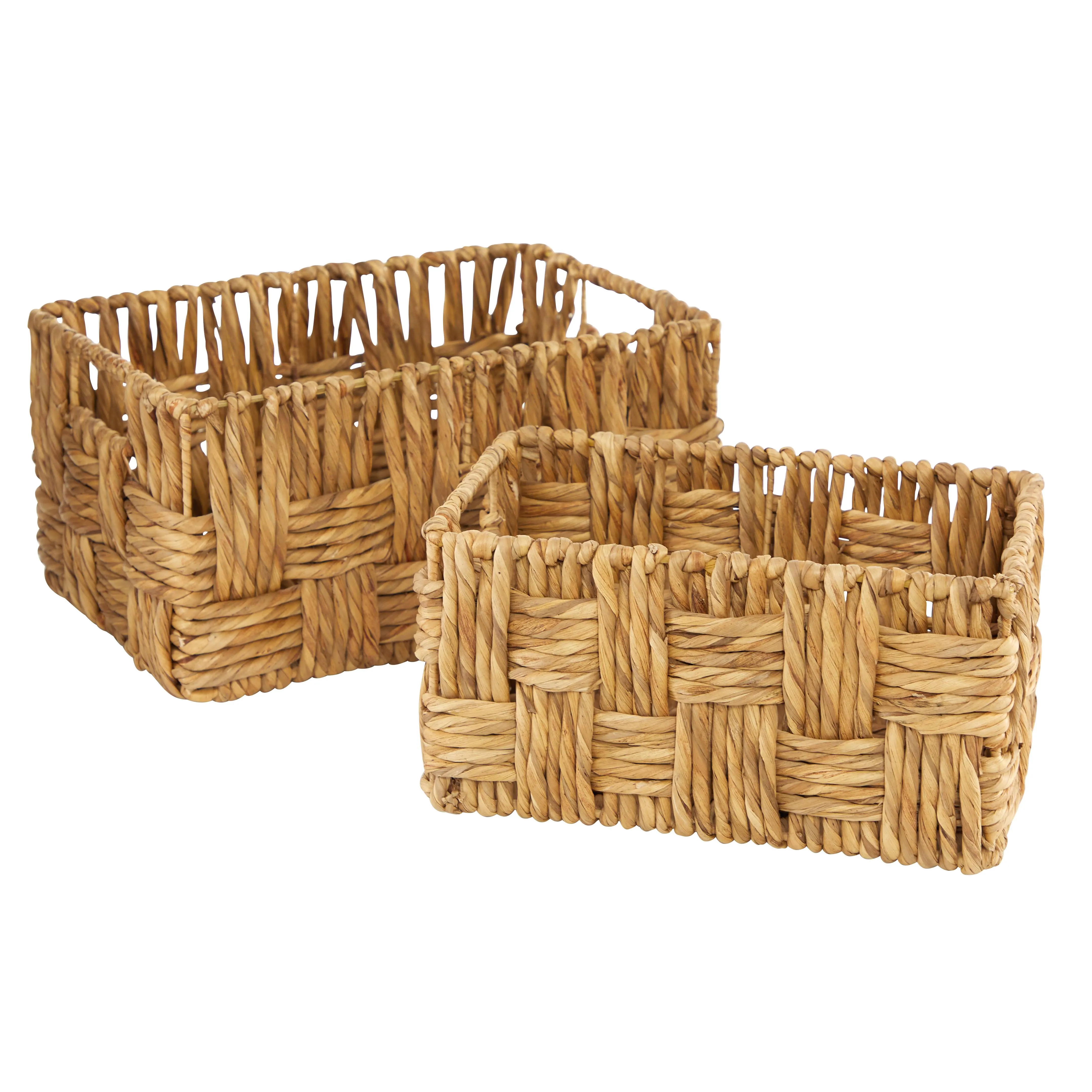 [2-Pack, 2-Size] Wicker Storage Baskets with Handles, Water 1 Large &amp; 1 Small