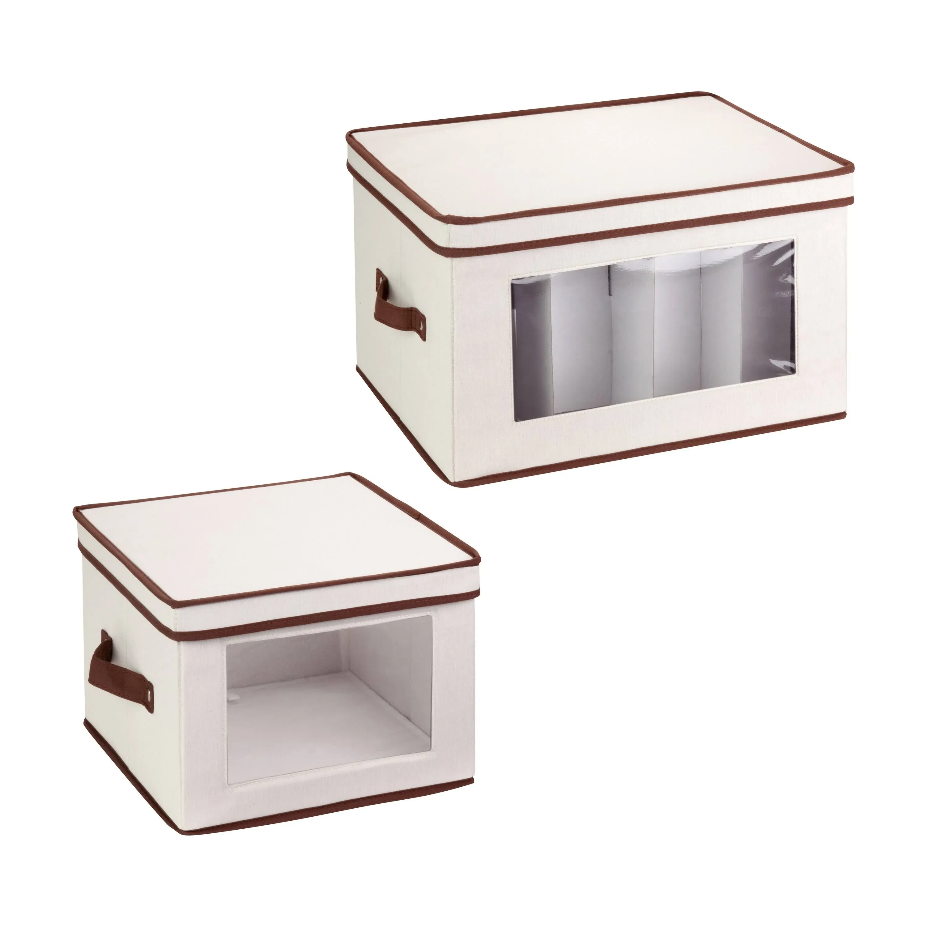 Honey Can Do 2-Pack Dishware or Closet Window Storage Boxes - Natural