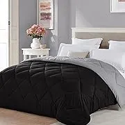 Seward Park Twin XL Size Reversible Comforter Lightweight Microfiber Fill All Season Cooling Summer Blanket for Boys Girls College Dorm Black/Grey