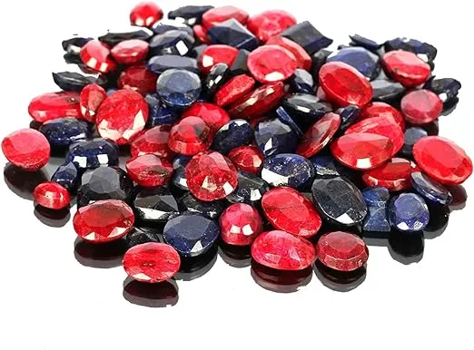 80 Ct/8 Pcs Mix Cut Natural Faceted Ruby &amp; Sapphire Loose Gemstones Lot