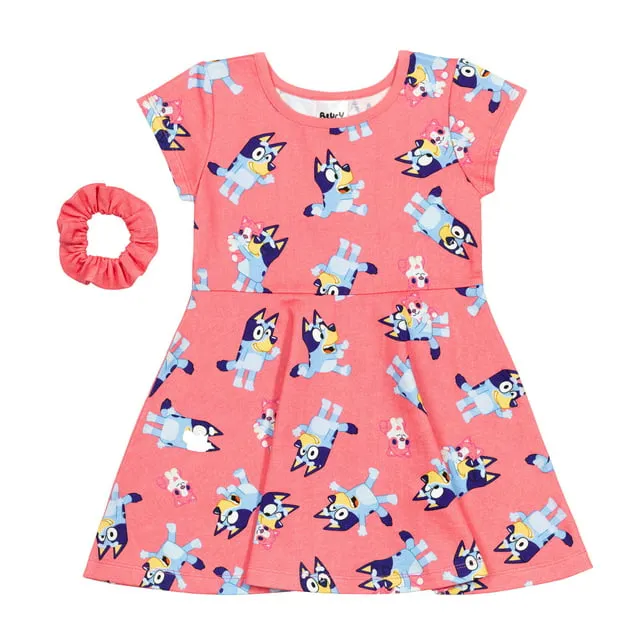 Bluey Bingo Skater Dress and Scrunchie | imagikids Baby and Kids Clothing 10-12 / Pink