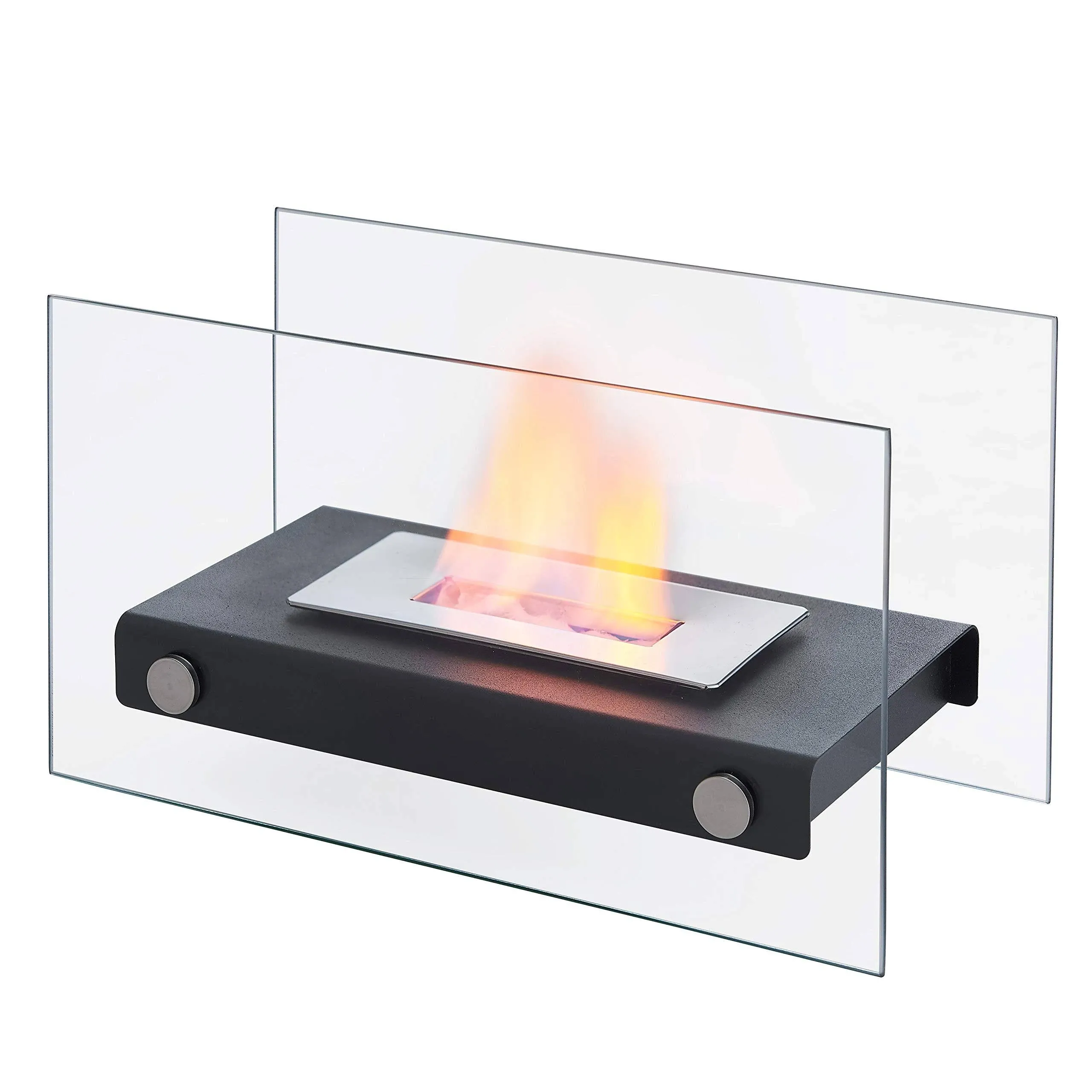 Danya B. Rectangular Tabletop Smokeless Fireplace with Clear Glass Panels for ...