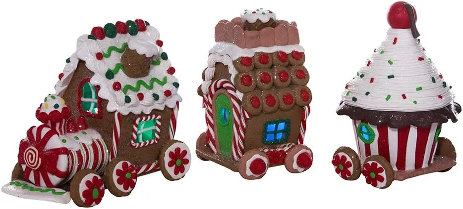 Kurt S. Adler- Inc. Kurt Adler 4.3-inch Claydough 3D LED Gingerbread Train Set of 3 Pieces