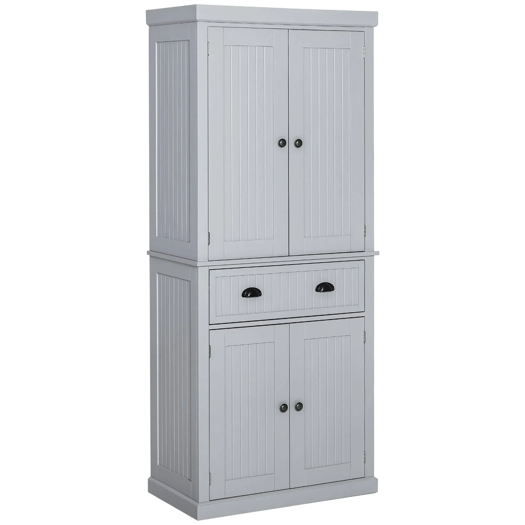 HOMCOM 72" Kitchen Pantry Storage Cabinet, Traditional Freestanding with 4 Doors and 3 Adjustable Shelves