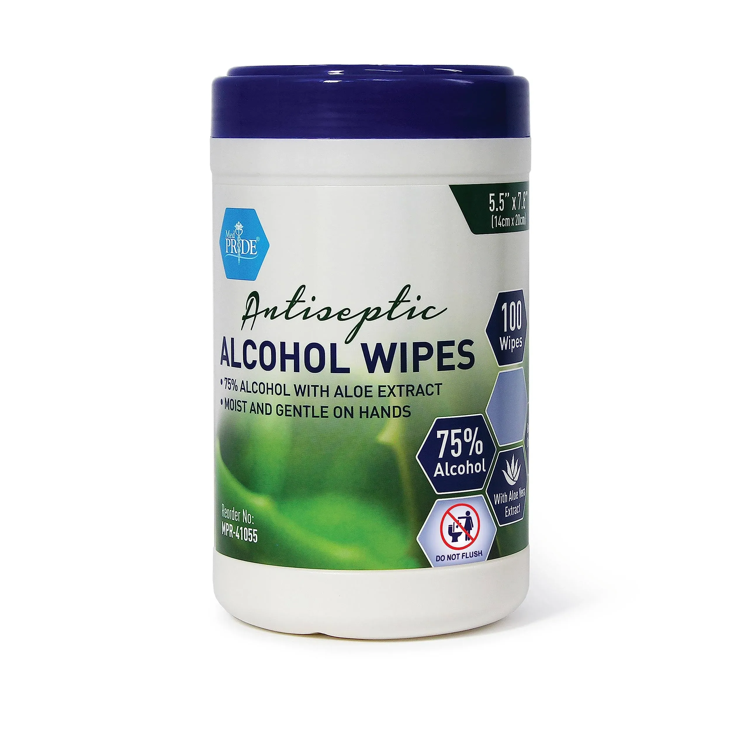 MED PRIDE XL Wipes With 75% Alcohol [100 Pack] – Gentle Sanitizing Wet Wipes - Cleaning Sanitizer Wipes With Aloe Vera - Disposable Moisturizing Personal Wipes- 5.5'' x 7.8''