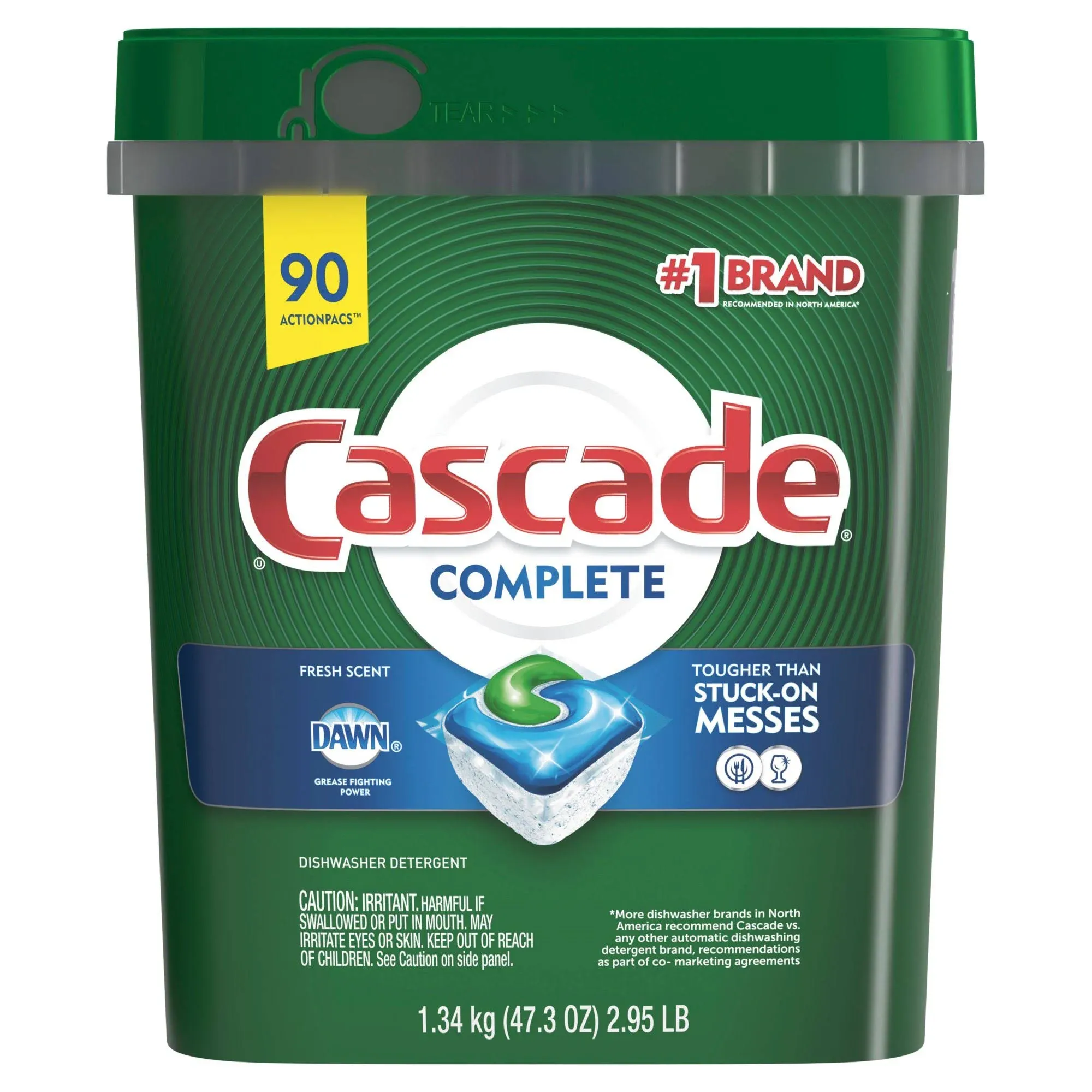 Cascade Complete Dishwasher Detergent ActionPacs, Fresh Scent - 90 ct