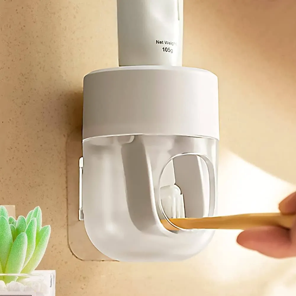 2024 Upgraded So Nice Toothpaste Dispenser Wall Mounted Bathroom Automatic Toothpaste Squeezer,Visualization of Toothpaste Flow Rate(White&Transparent)