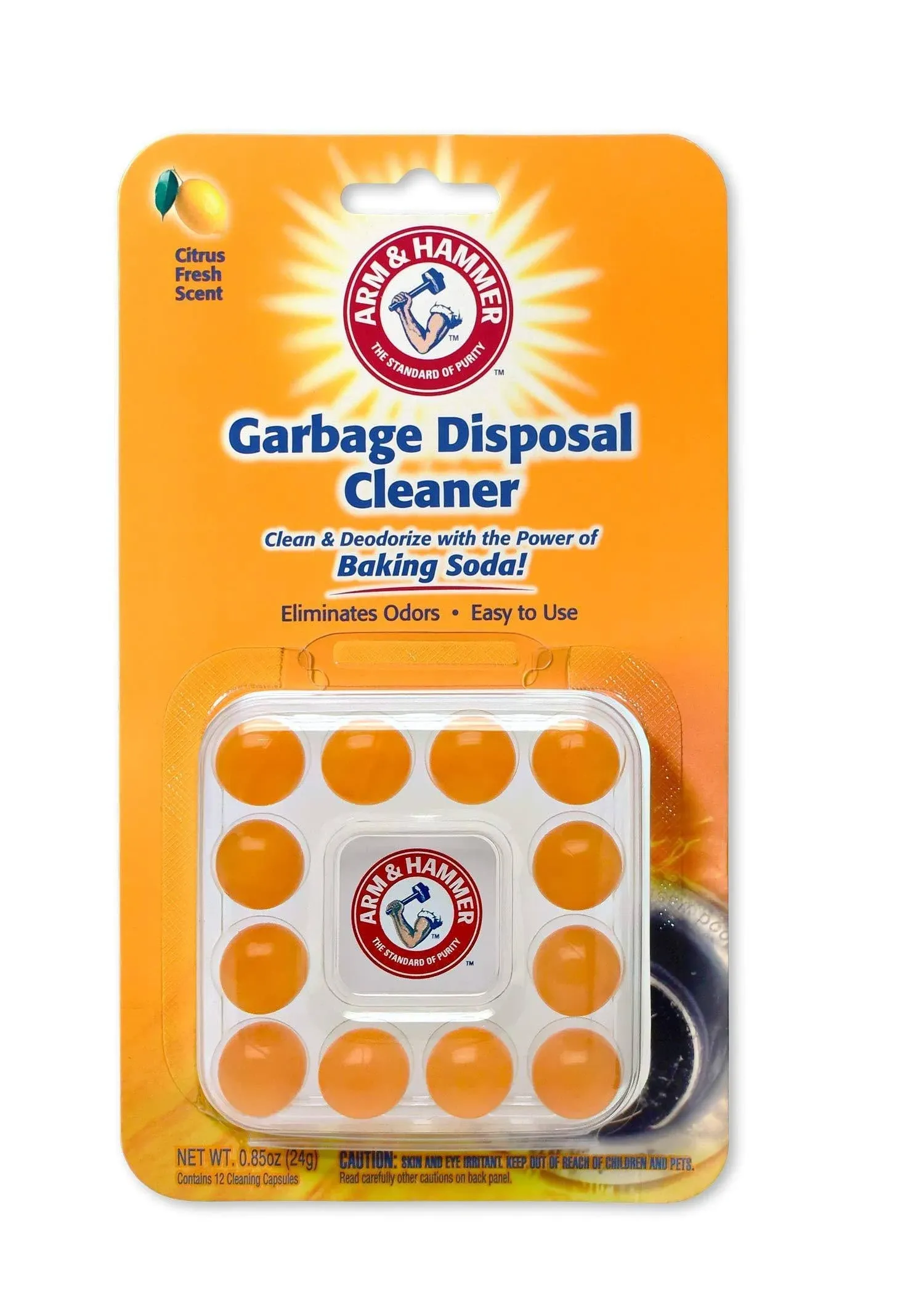 Arm & Hammer Garbage Disposable Cleaner Citrus Fresh 12 Cleaning Capsules 0.85oz