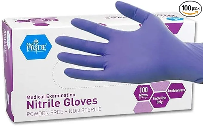 MedPride Powder-Free Nitrile Exam Gloves, Large, Large (Pack of 100)