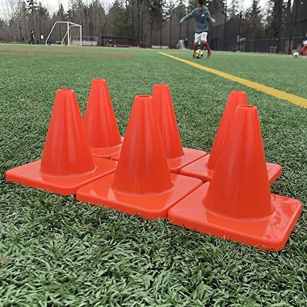 Heavy & Tough 6 inch Cones - Won't Fly Away in Wind or Crack/Break - LVL10 Pro Training Cones - 6 Cones