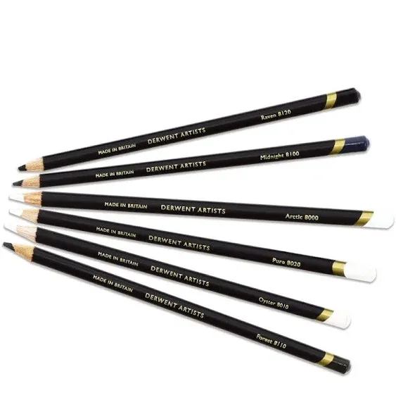 Derwent Artists Pencil Set - Black and White Colors, Set of 6