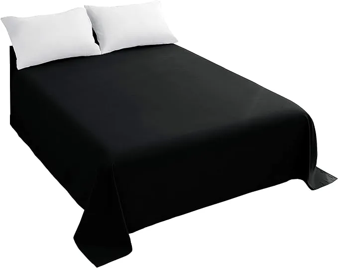 Sfoothome Twin Flat Sheet Black Top Sheet, Premium Hotel 1-Piece, Luxury and Soft 1500 Thread Count Quality Bedding Flat Sheet, Wrinkle-Free, Stain-