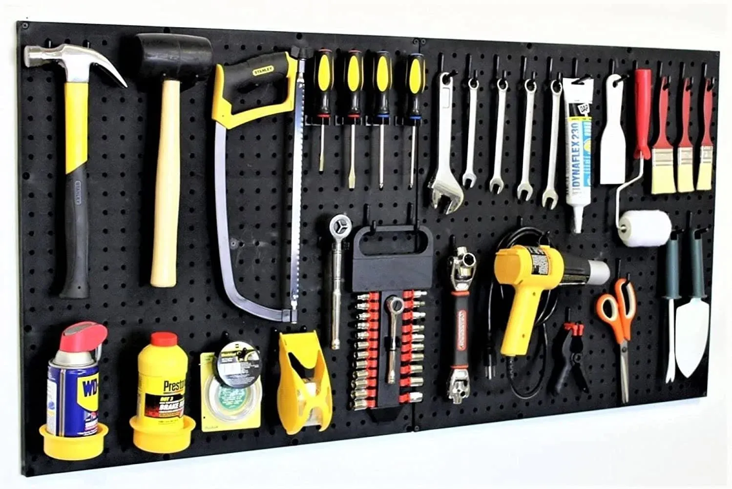 WallPeg Pegboard Wall Organizer Kit - (PK-5B) - 48" Wide - 2 Pegboard Panels & 36 Locking PegBoard Hooks - Garage Organization & Tool Organizer - Workbench