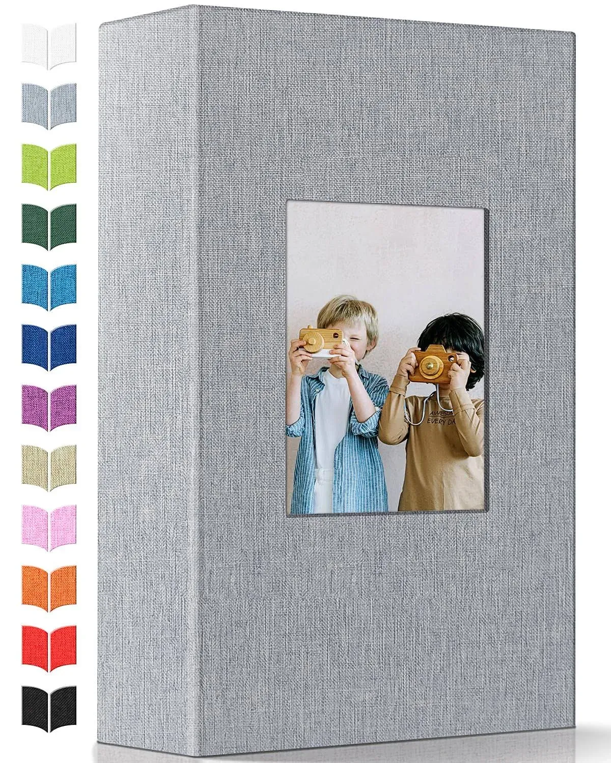 Artfeel Photo Album 4x6 with 300 Pockets,Slip-in Picture Albums,Linen Cover Memory Book with Front Window,White Page Vertical Photo Book for Wedding,Family,Anniversare,Baby,Vacation