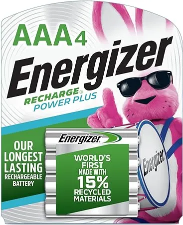 Energizer Rechargeable AAA Batteries (4 Pack) 800 mAh Triple A Batteries