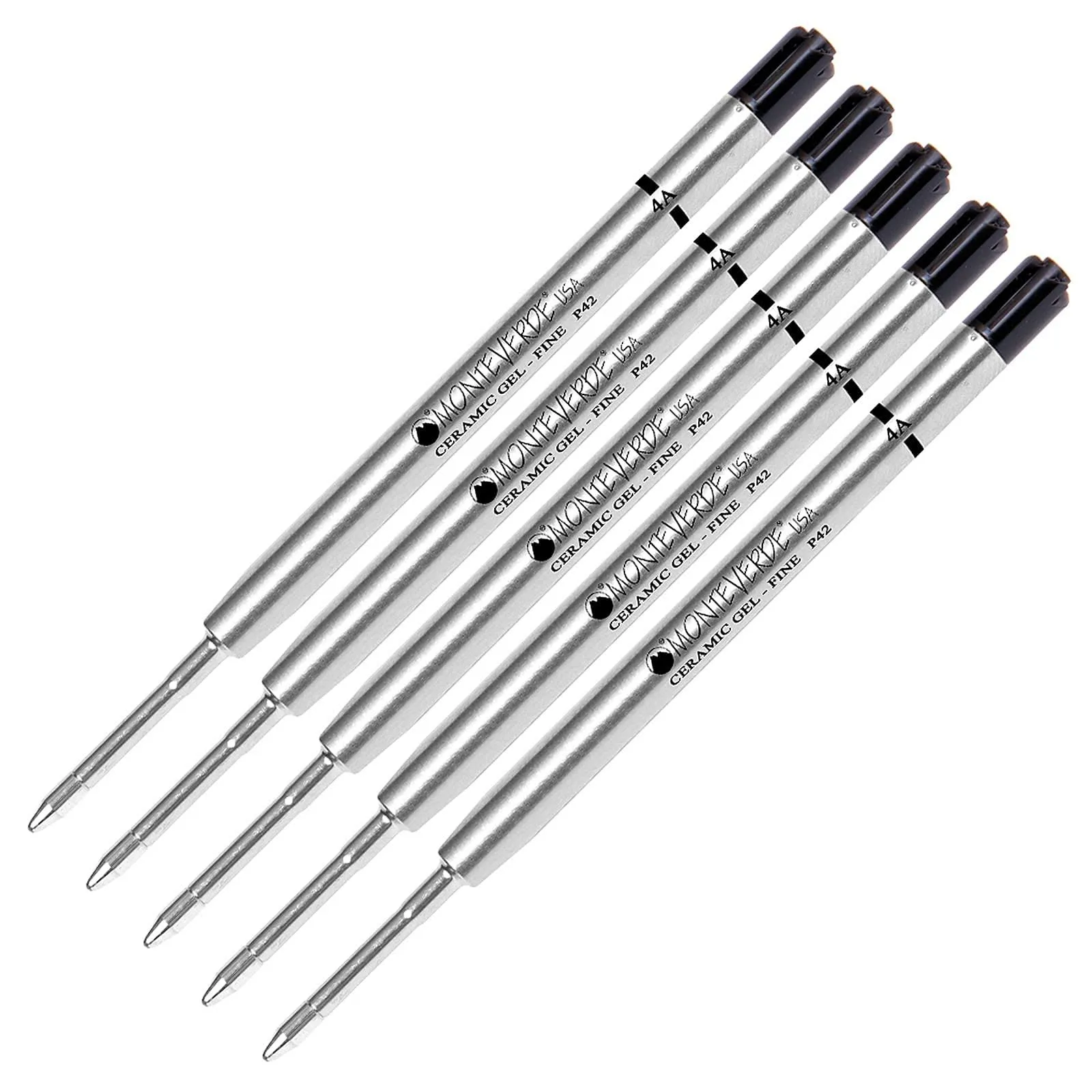 5 Pack- Monteverde P42 Ceramic Gel Ink Ballpoint Refill Black Fine Tip 0.6mm