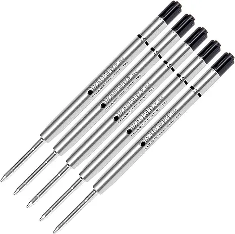 5 Pack- Monteverde P42 Ceramic Gel Ink Ballpoint Refill Black Fine Tip 0.6mm