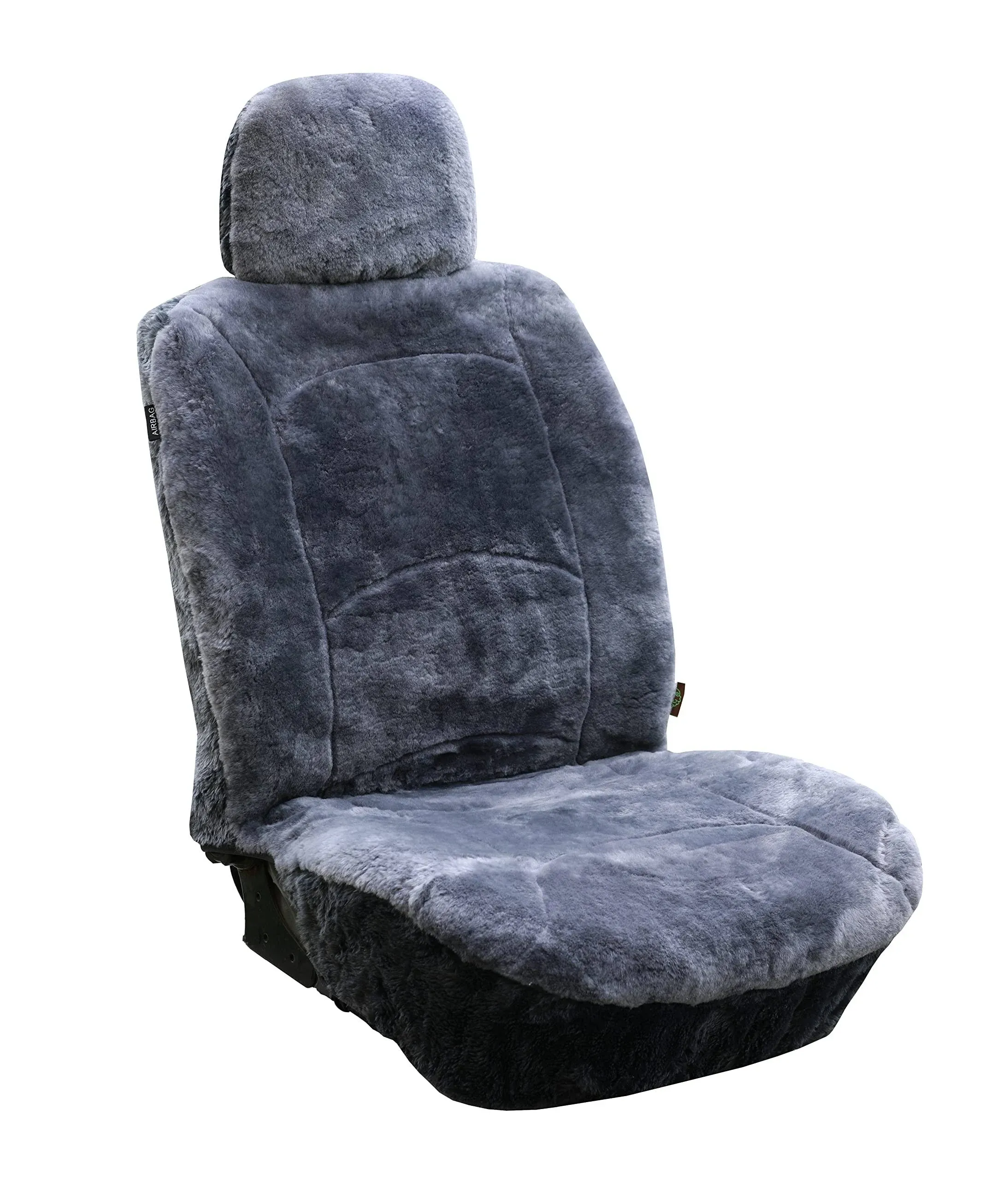 Genuine Sheepskin Lambskin Winter Car Seat Cover Lambs Wool Sheep Skin Fuzzy Seat Cover Shearling Car Accessories with Curve Patten (Gray with bit of Bluish Tint)