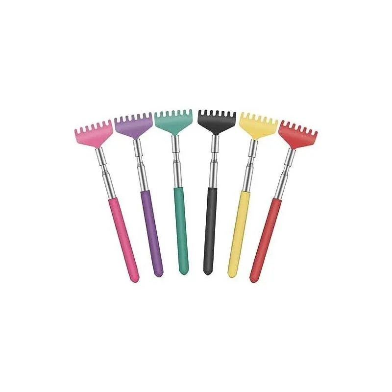 6 Pack Extendable - Portable Telescoping Metal Back Scratchers/Hand Massager with Soft Rubber Handles for Thanksgiving, Birthday, Christmas Gifts
