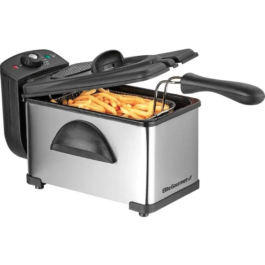 Elite EDF2100 Immersion Deep Fryer Removable Basket Adjustable Temperature Li...