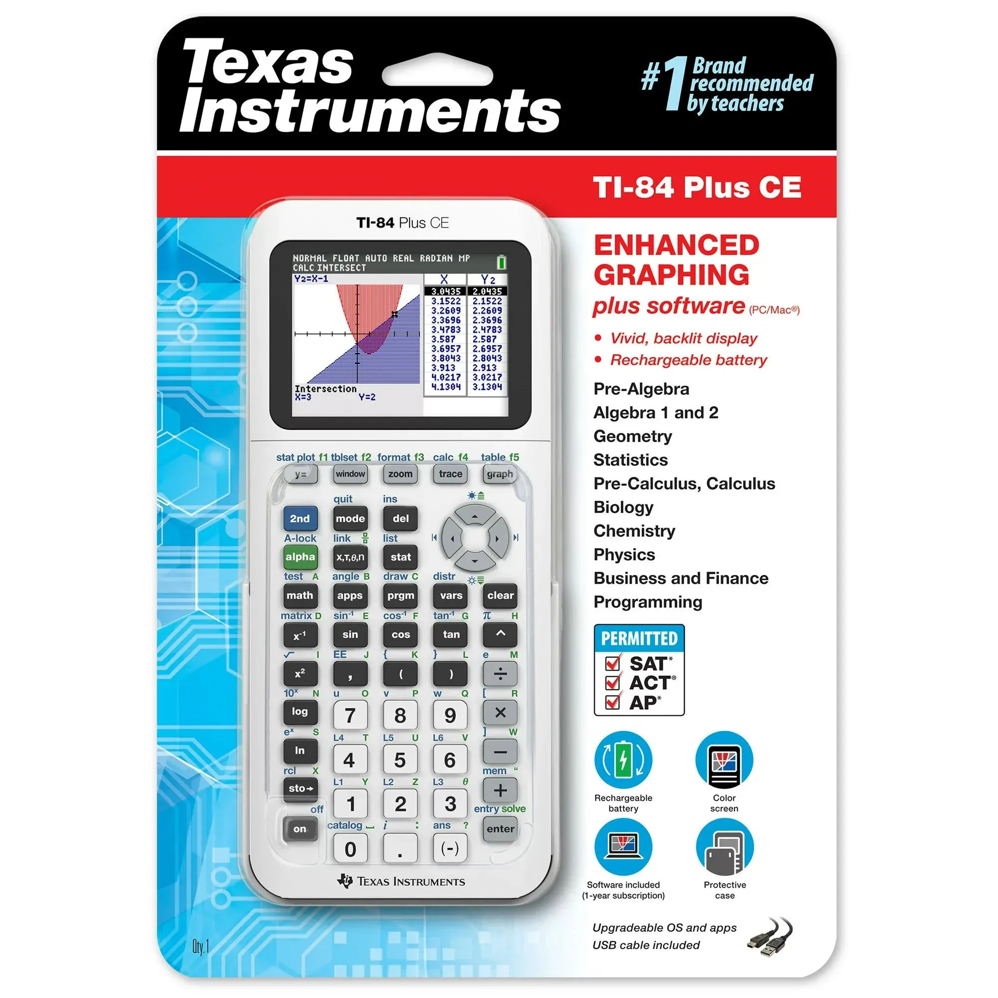 Texas Instruments TI-84 Plus CE Color Graphing Calculator, Black 7.5 Inch