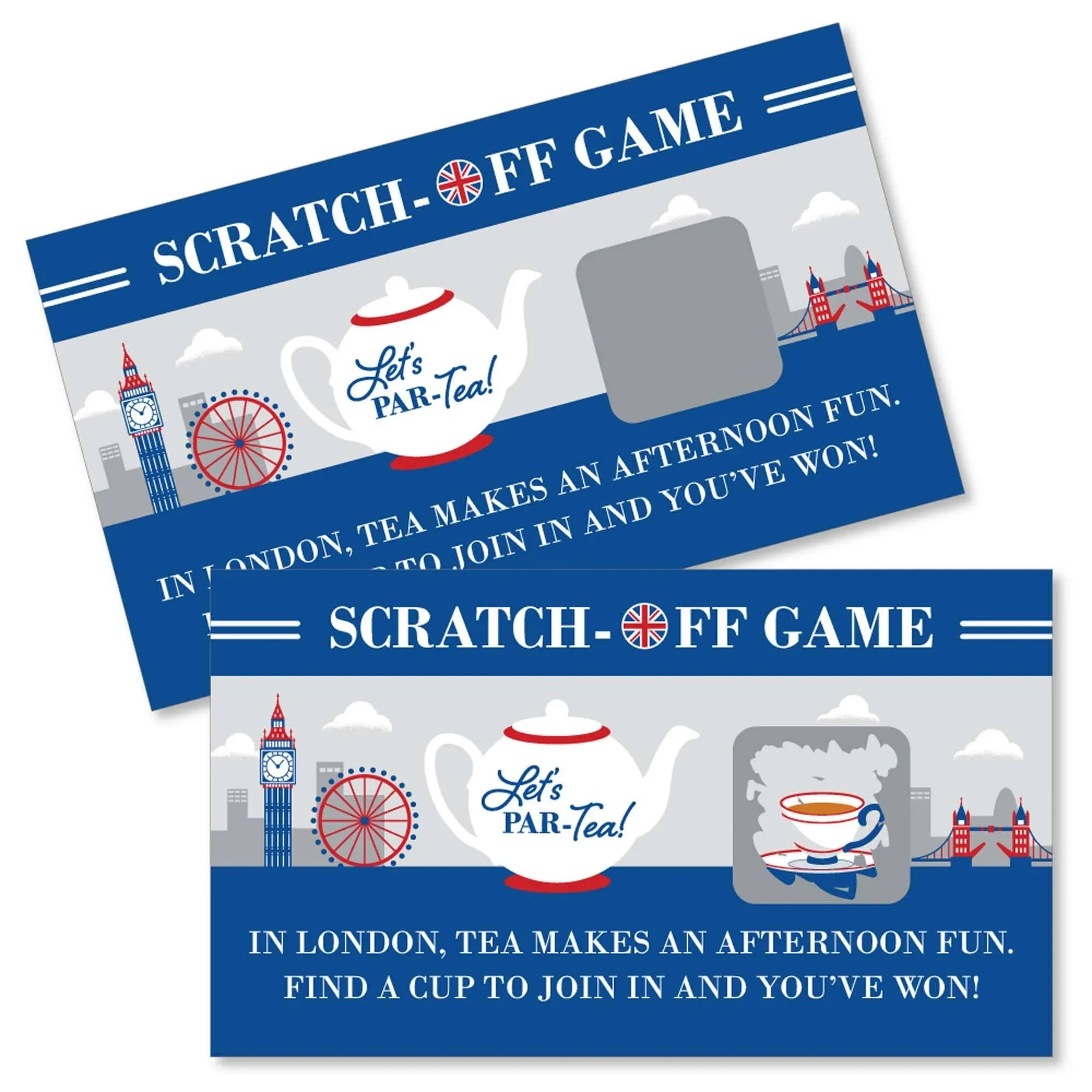 Cheerio, London - British UK Party Game Scratch Off Cards - 22 Count OR British UK Party Game Scratch Off Dare Cards - 22 Count