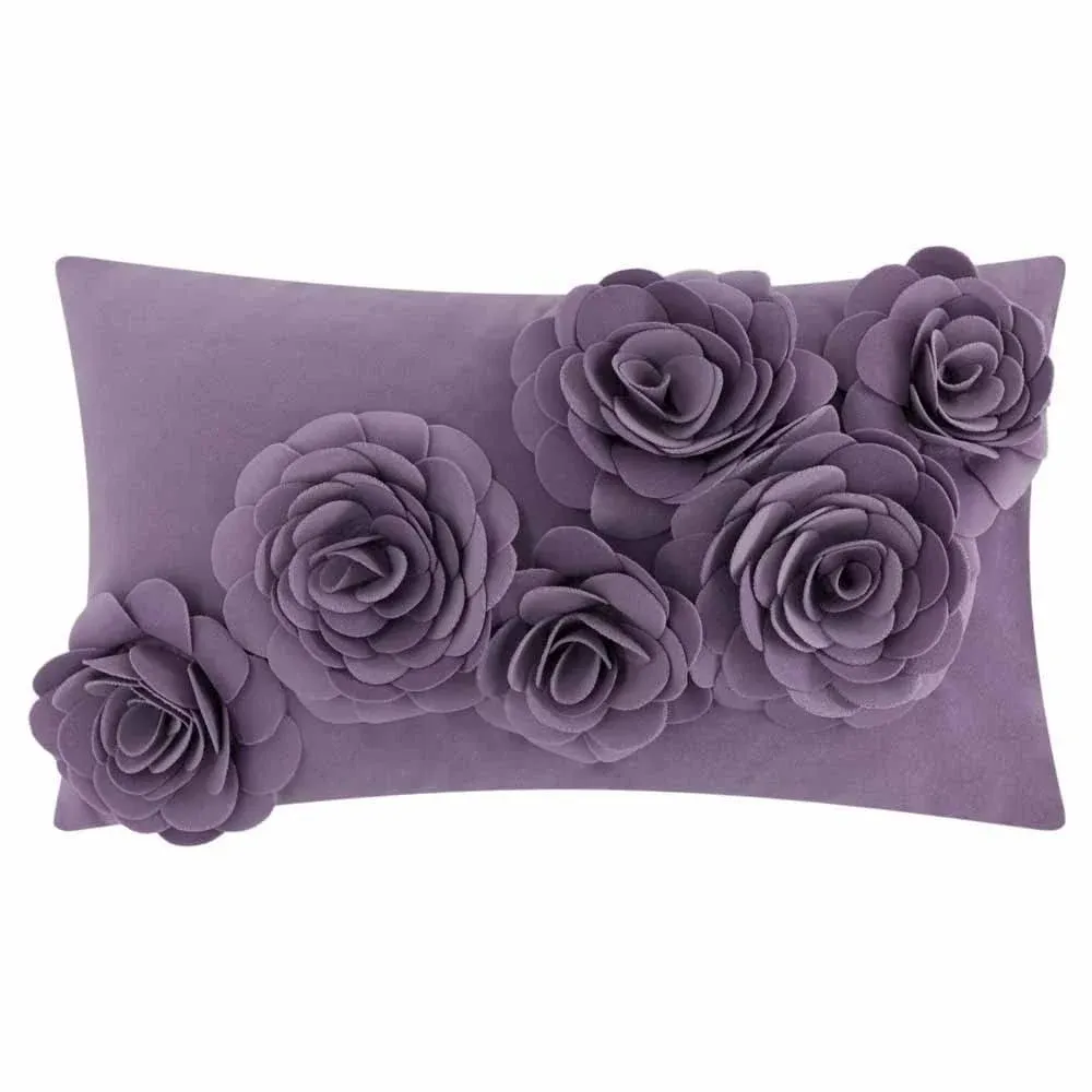 JWH 3D Rose Flower Accent Pillow Cases Handmade Cushion  Assorted Colors 