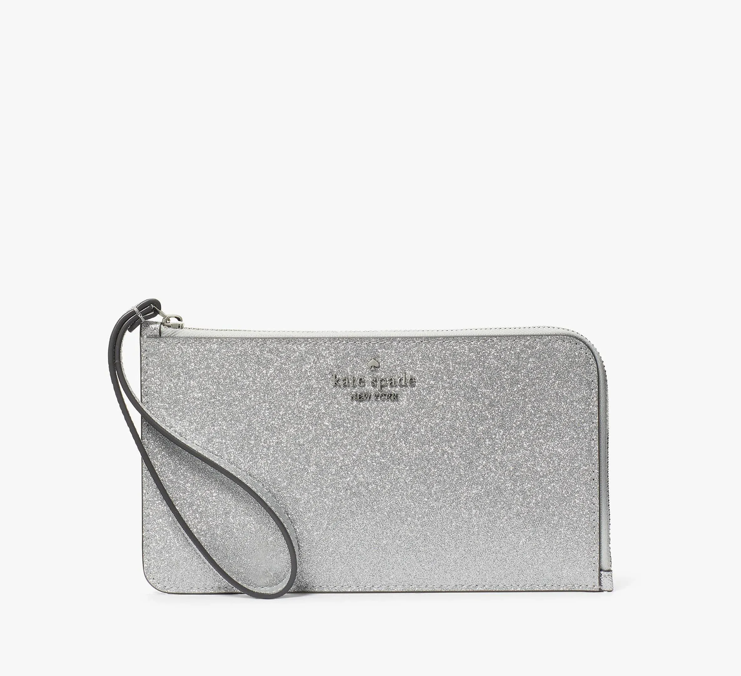 KATE SPADE LUCY GLITTER MEDIUM L-ZIP WRISTLET