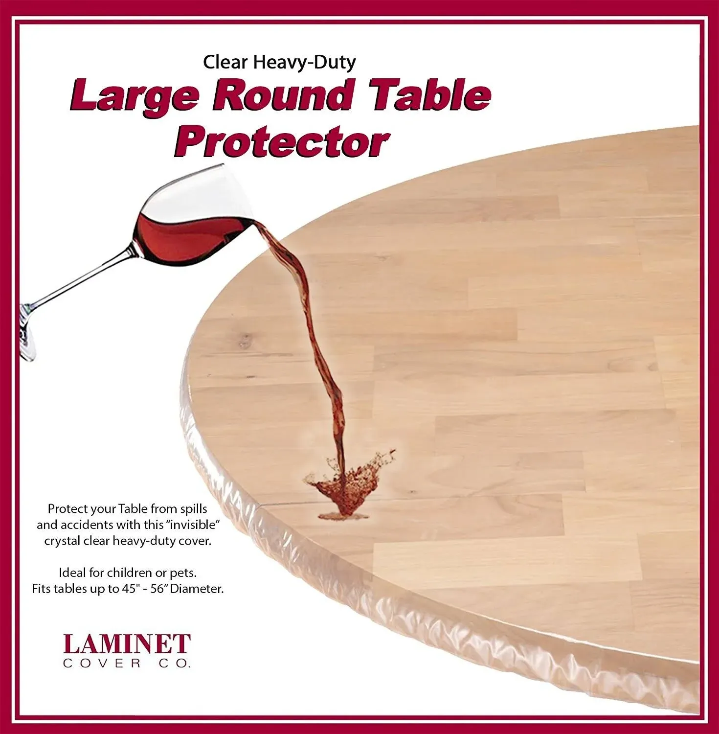 LAMINET - Plastic Elastic Fitted Table Cover Protector - Clear - Large round - 