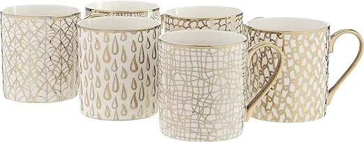 Mosaic 6-Pc. Gold Plated Mugs