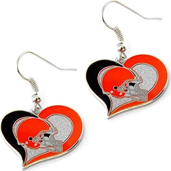 Aminco NFL Women's Cleveland Browns Swirl Heart Earrings