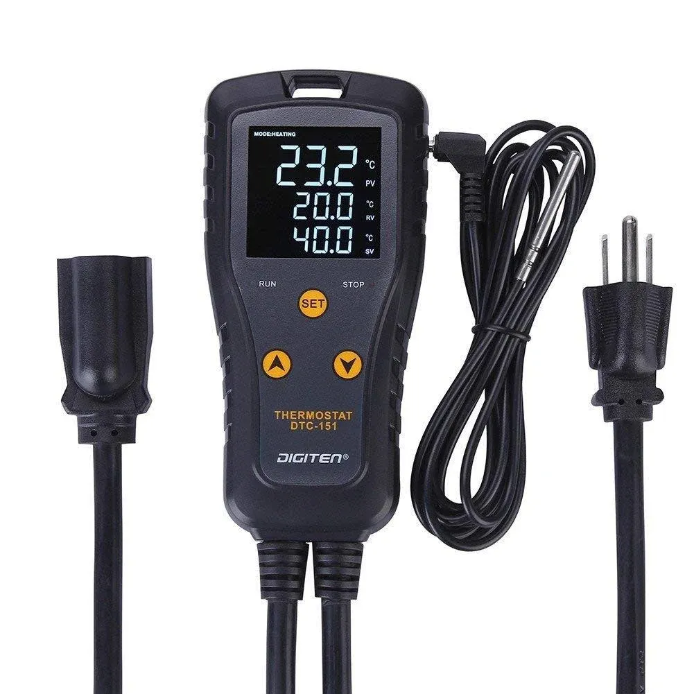 DIGITEN Temperature Controller Heat Mat Thermostat Outlet DTC101 Temperature Controlled Outlet Greenhouse Thermostat Aquarium Temperature Controller Reptile Thermostat Heating Cooling Mode 110V 10A