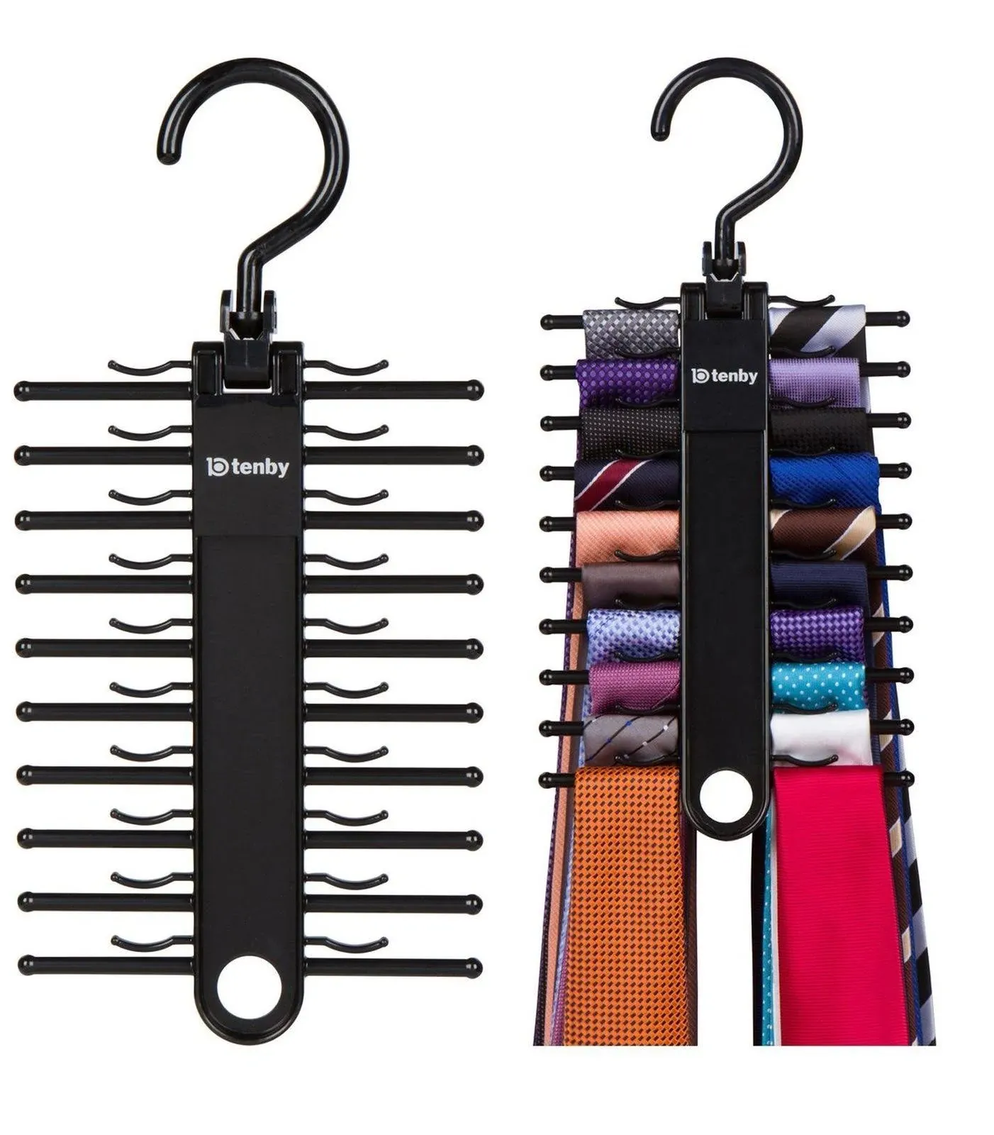 2-Pack Black Tie Rack, Organizer, Hanger, Holder - Affordable Ti.