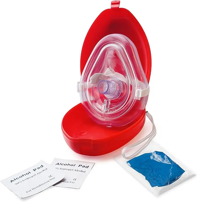 EMS XTRM Medical CPR Rescue Mask, Adult/Child Pocket Resuscitator, Hard Case ...