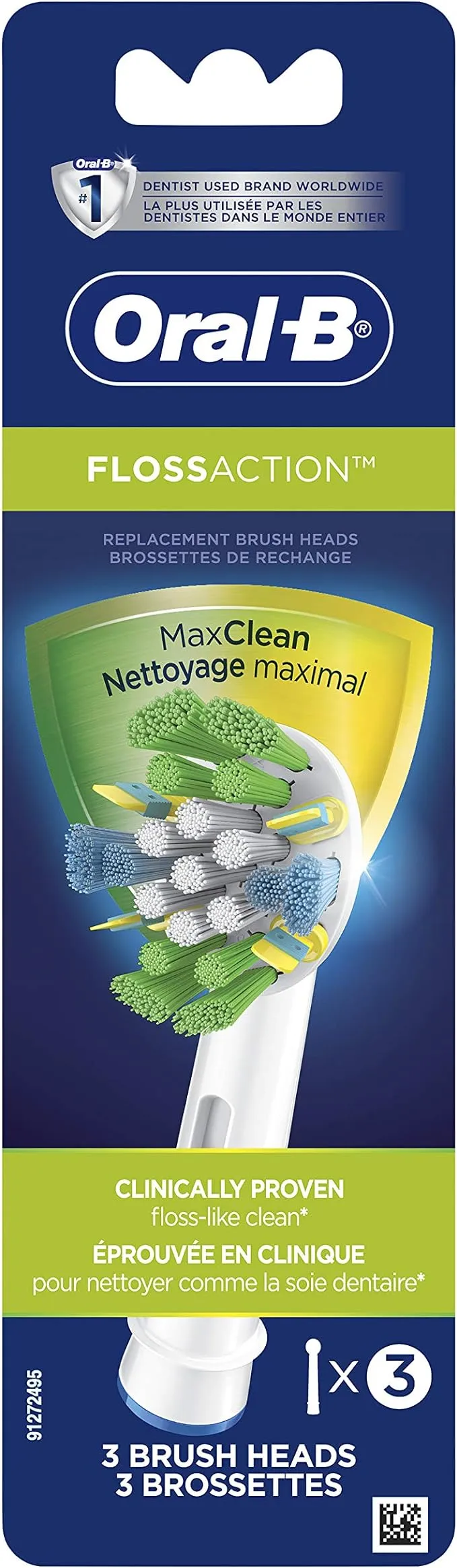 Oral-B Floss Action Replacement Electric Toothbrush Heads - 3ct