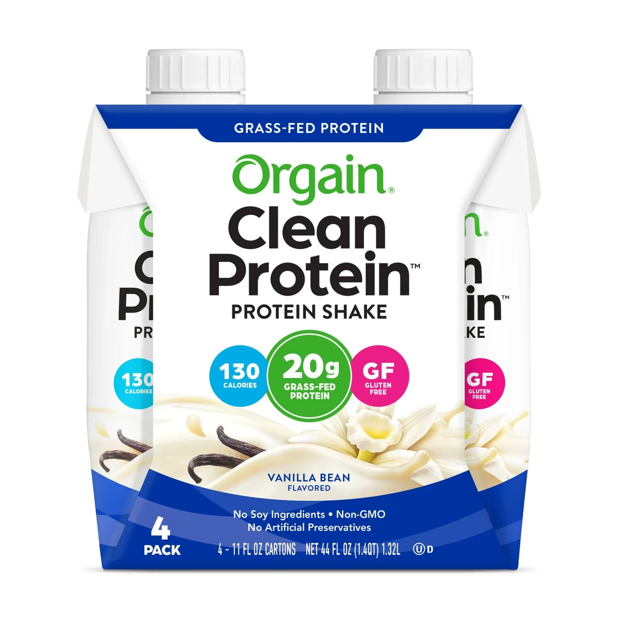 Orgain Batido de proteína Clean Vainilla`` Paquete de 4