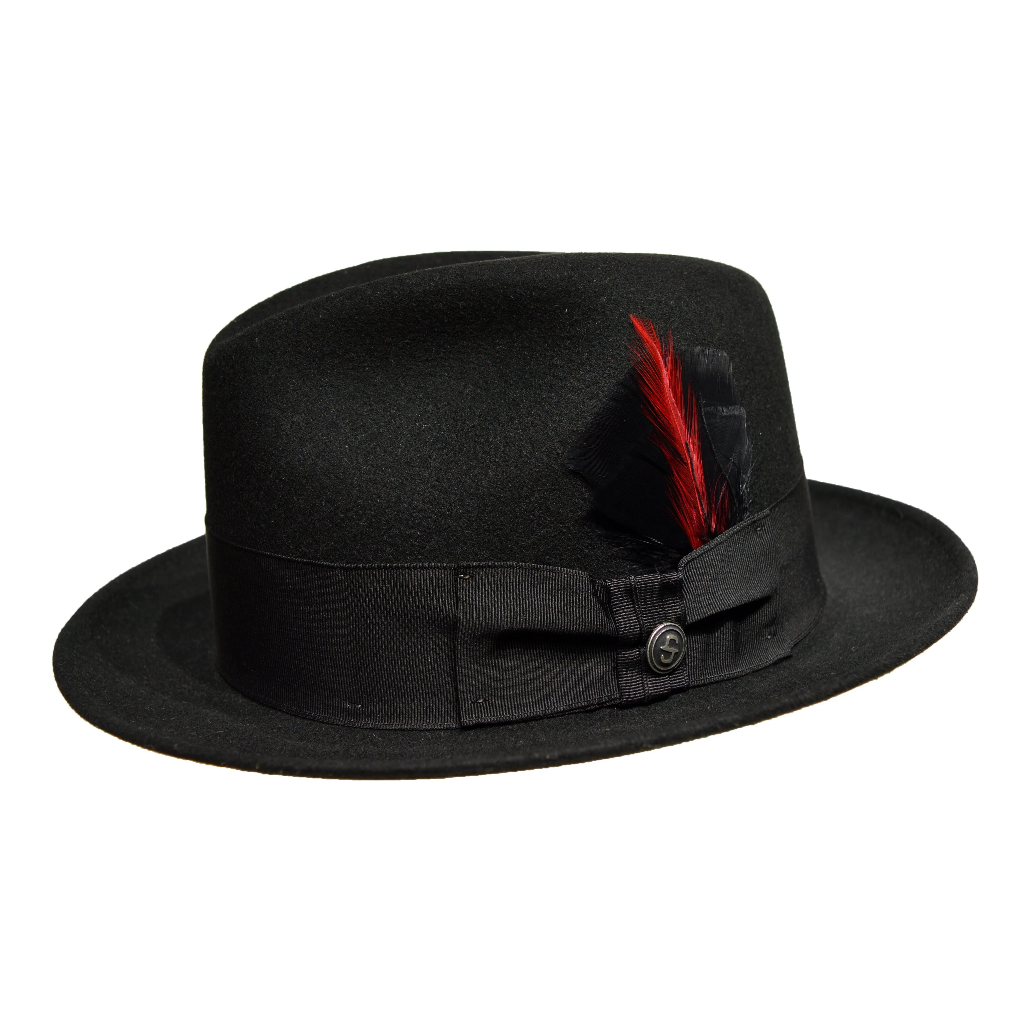 Stetson Frederick Wool Felt Fedora Hat Black / 7 1/2