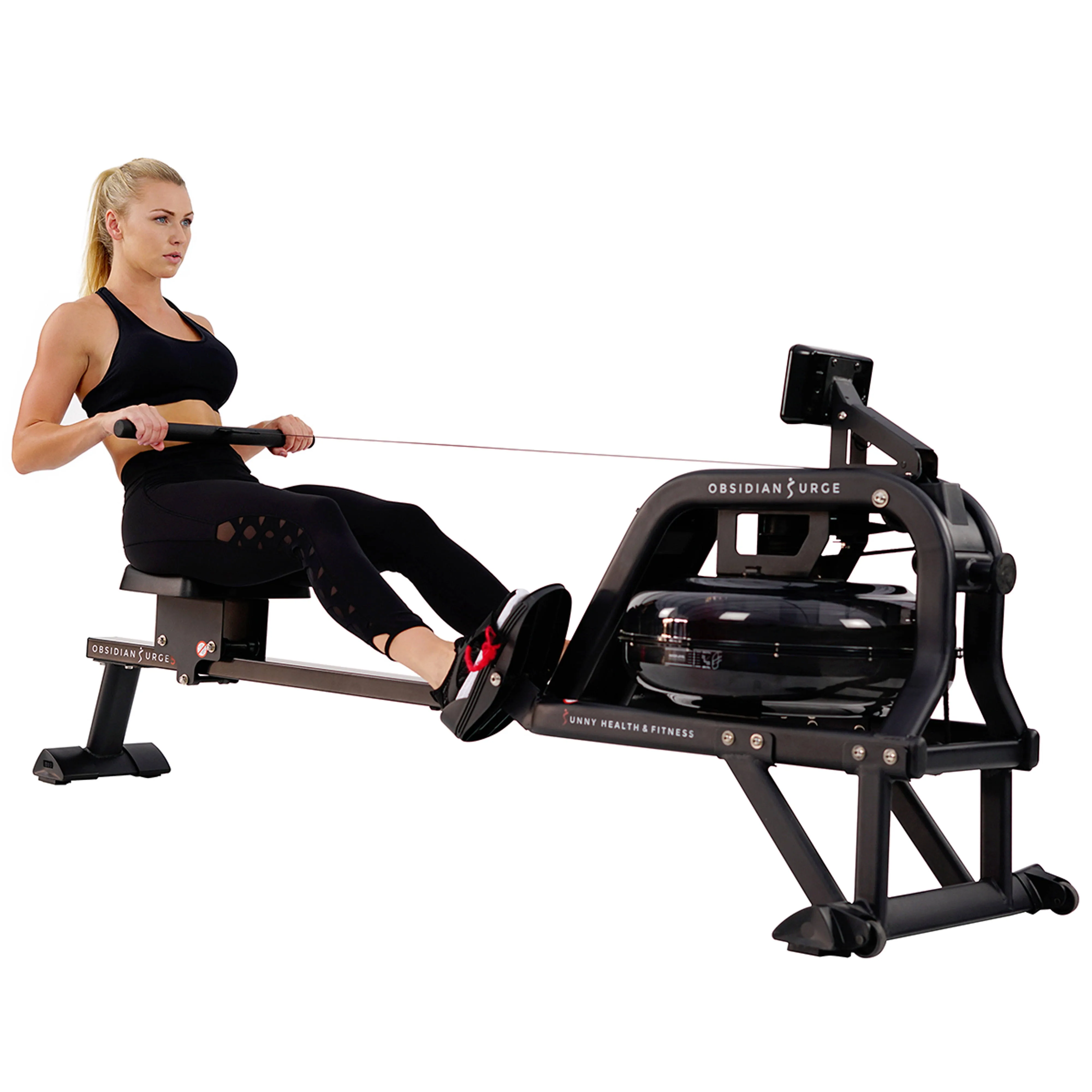 Sunny Health & Fitness Smart Obsidian Surge 500 M Water Rowing Machine - SF-RW5713SMART - Black