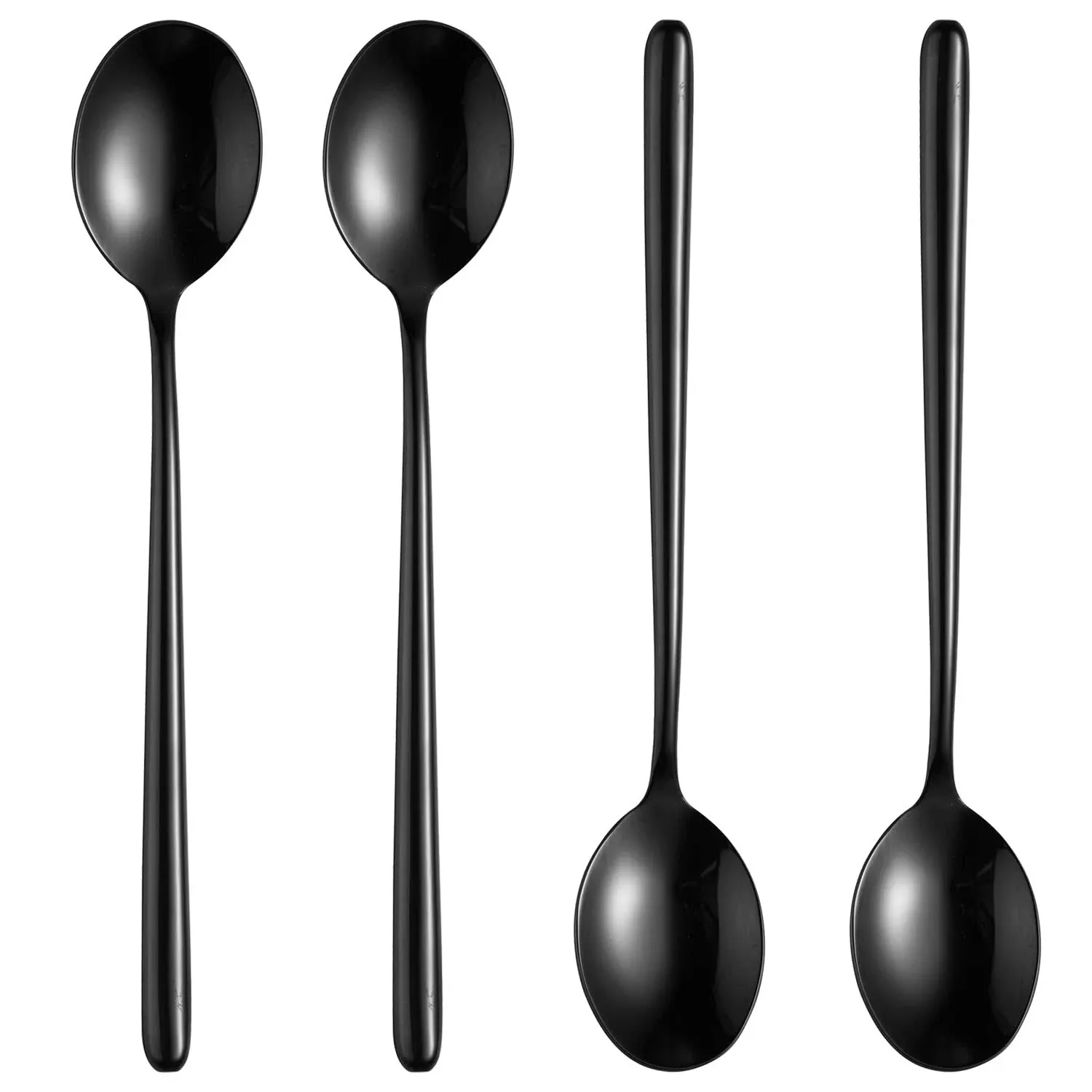 Steel Black Soup Spoon, Long Handled Great Circle Spoons,Korean Long Handle Soup