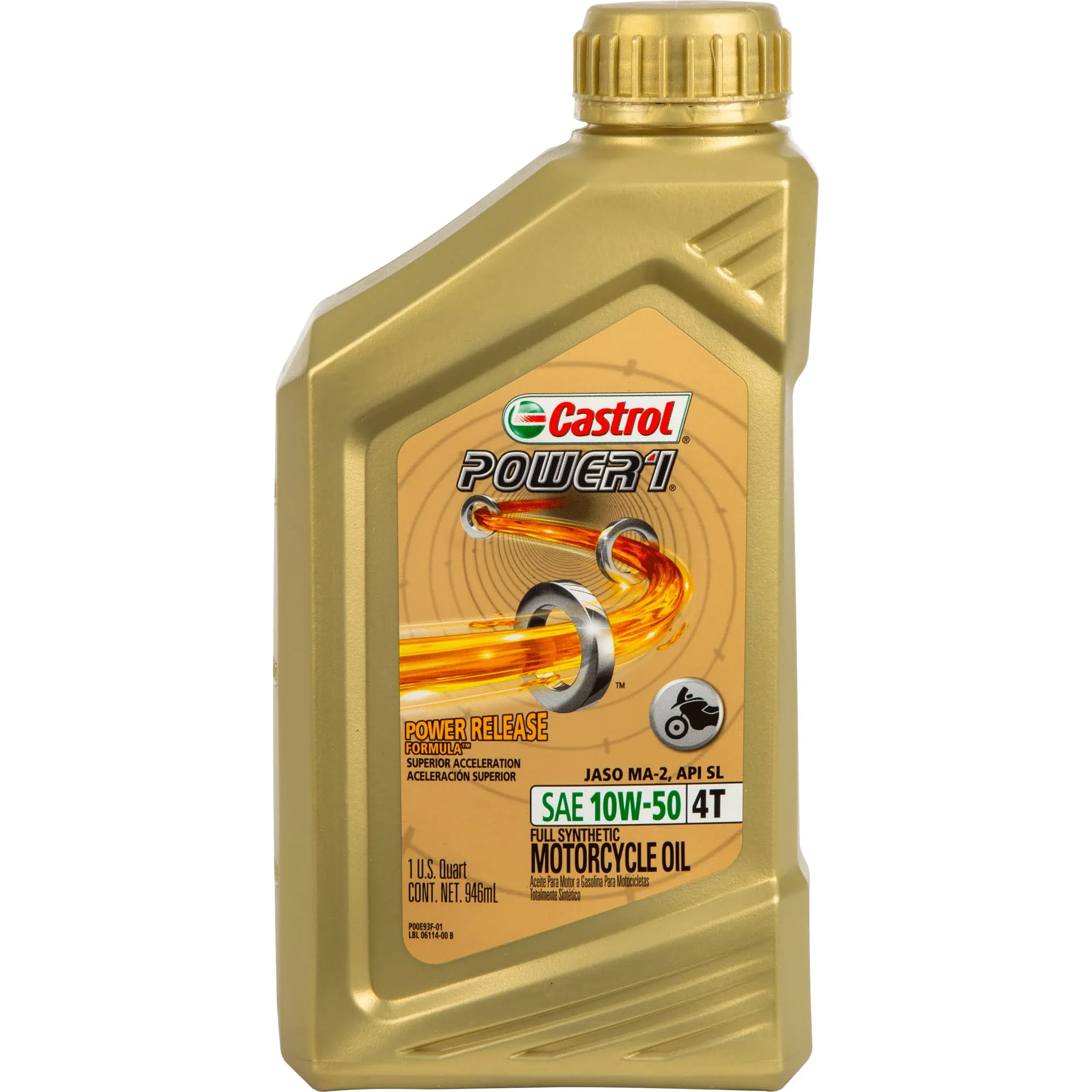 Castrol Power1 4T 10W-50 Full Synthetic Motorcycle Oil, 1 qt