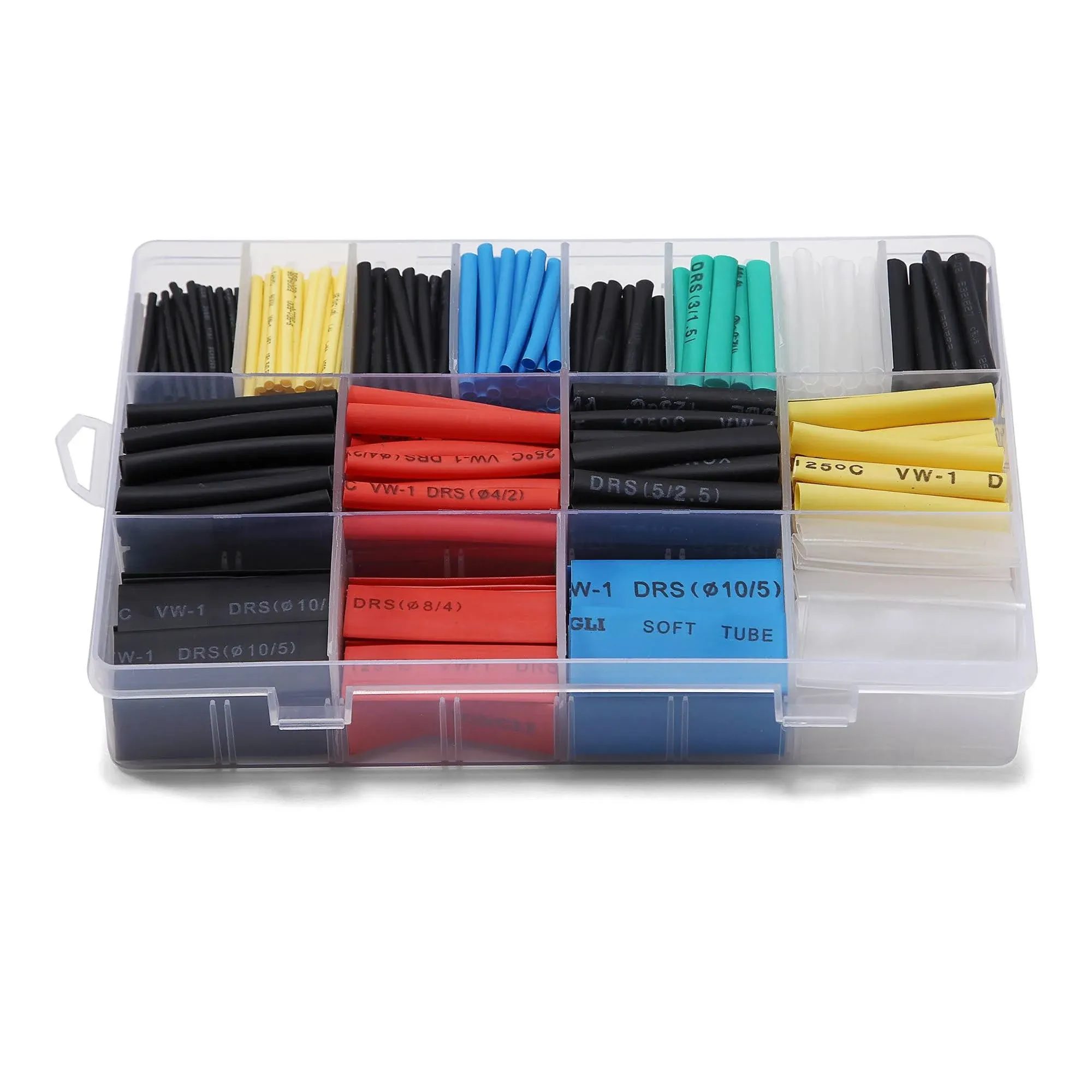 Ginsco 580 Pcs 2:1 Heat Shrink Tubing Kit 6 Colors 11 Sizes Assorted Sleeving Tube Wrap Cable Wire Kit for DIY