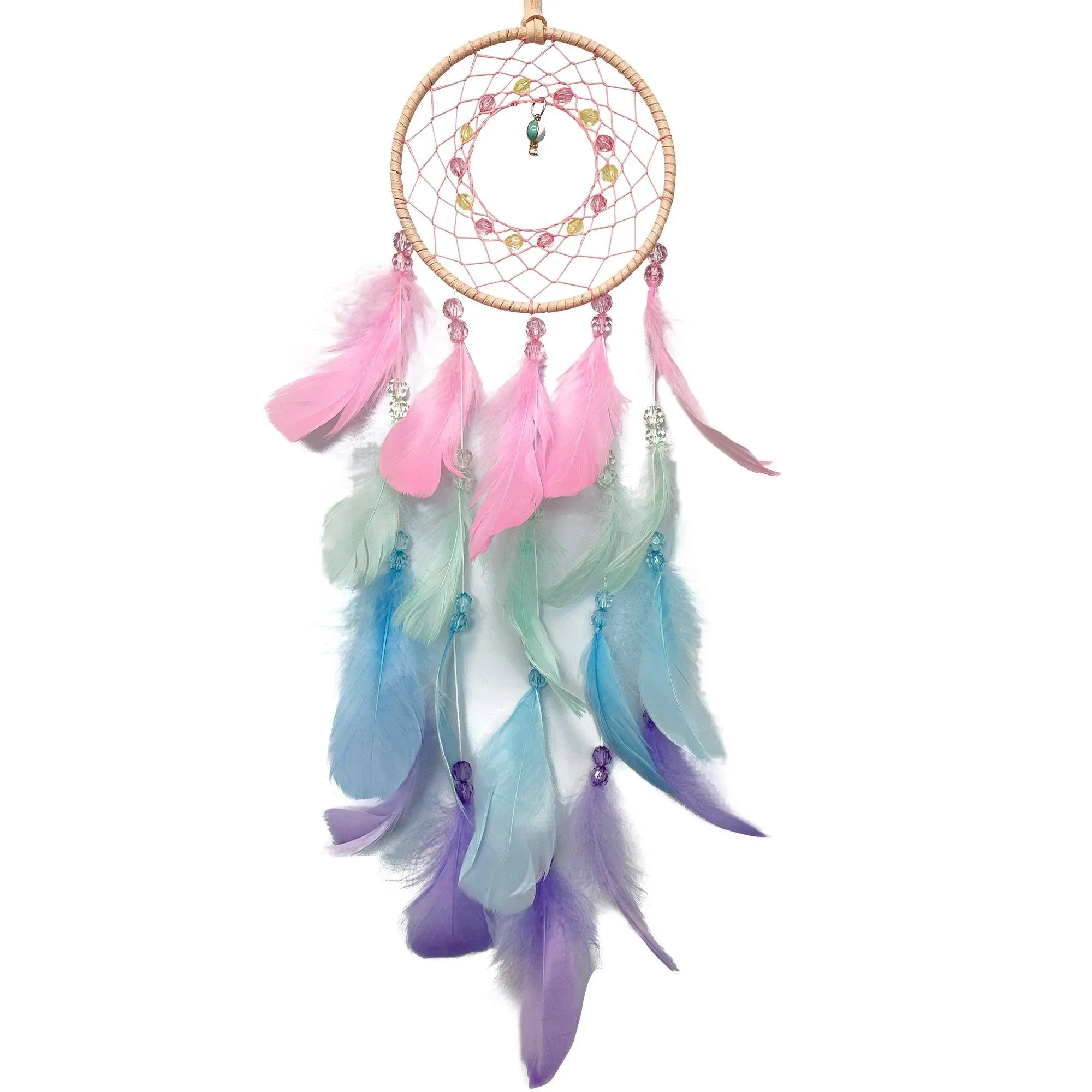 AWLEE Colorful Dream Catchers, Handmade Feather Native American Circular Net for